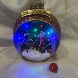 New-Enchanted Forest  Merry Christmas Musical Animated Ornament Santa - Reindeer